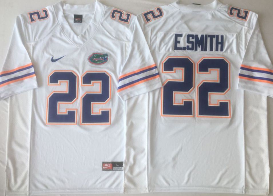 Men Florida Gators 22 E.Smith White Nike 2025 NCAA Jersey